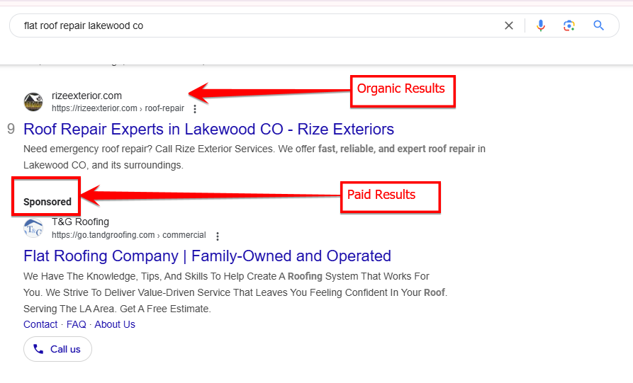organic SEO for commercial roof repair