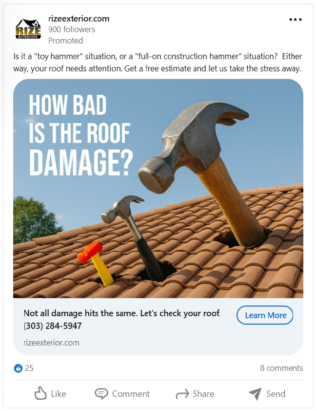 creative roofing ads about roof damage