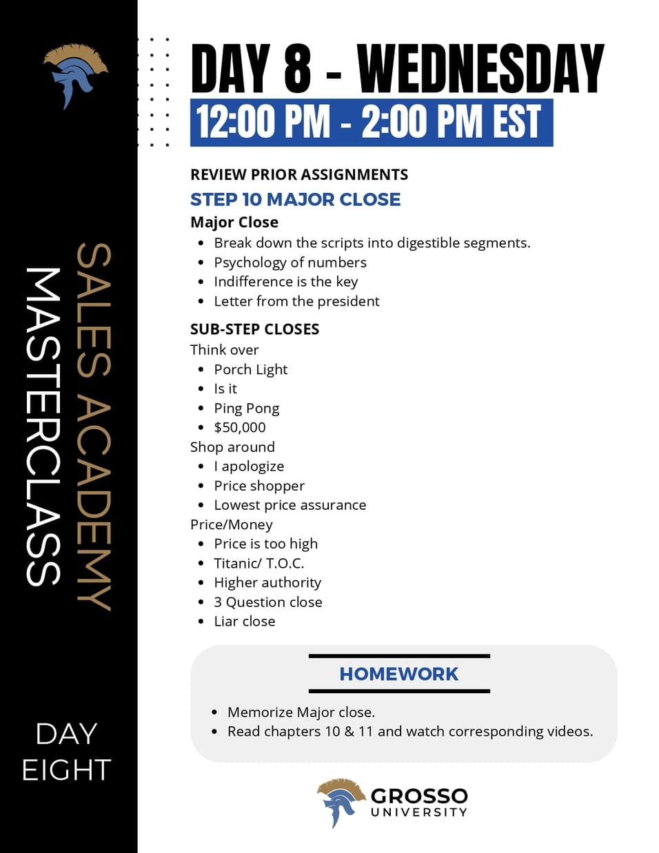 sales masterclass day 8: major close