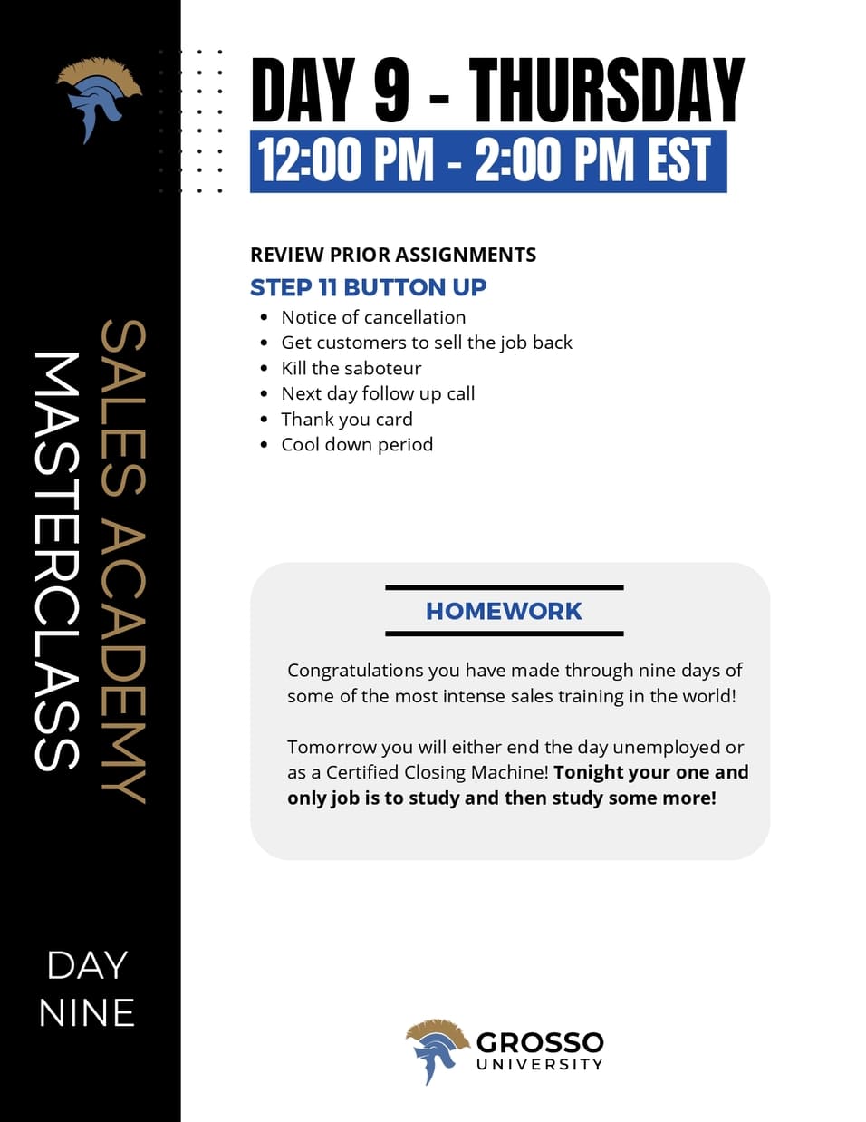 sales masterclass day 9 : button up