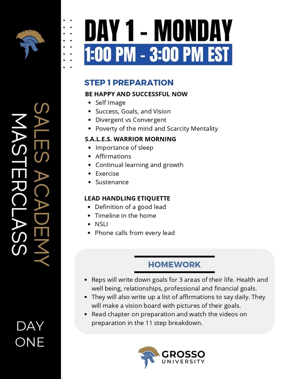 sales masterclass day 1: preparation