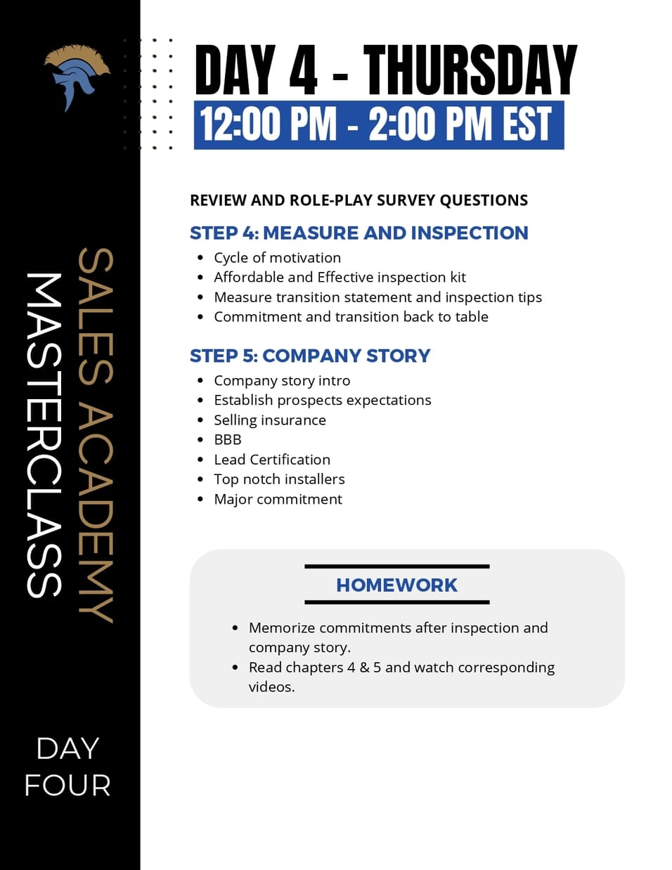sales masterclass day 4: role play survey questions