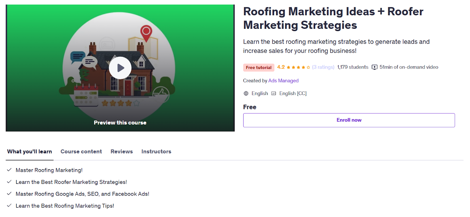 Udemy offers a wide selection of free and budget-friendly courses designed to help roofing professionals