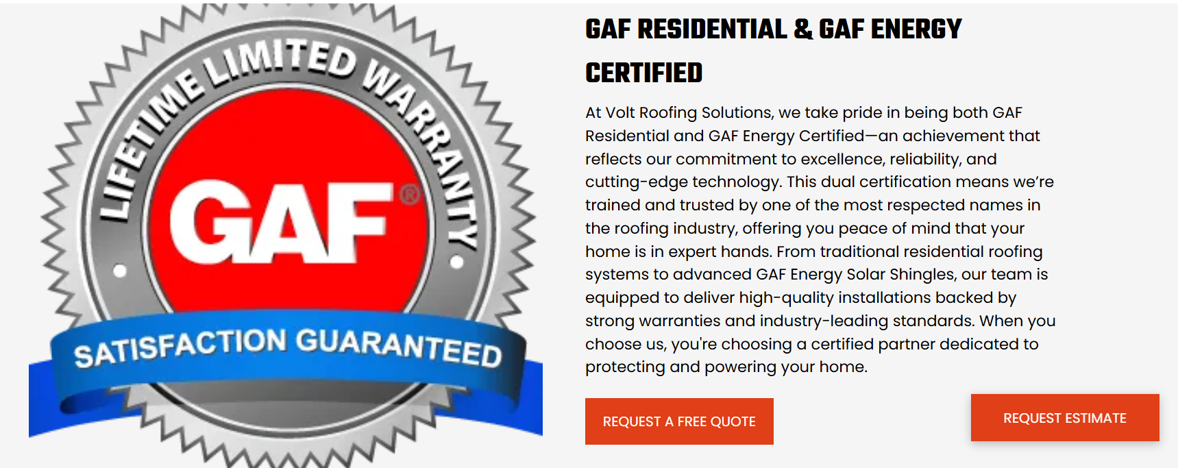 Use a bold badge or icon that says “Lifetime Warranty Included” near your CTA or project photos